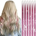 thumbnail image 1 of Hair Tinsel 38 Inch 1200 Strands Glitter Tinsel Hair Extensions Sparkling Shiny Hair Tinsel Strands Heat Resistant for Women Girls 6packs/set (Pink), 1 of 8