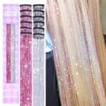 thumbnail image 1 of Hair Tinsel Clip in Dreamy Colorful Fairy Hair Tinsel Kit, 12 Pcs 24 Inch Glitter Clip in Hair Extensions for Girls Women Kids Christmas New Year Festival Party (Pink-Purple), 1 of 12