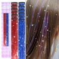 thumbnail image 1 of Hair Tinsel Clip in Dreamy Colorful Fairy Hair Tinsel Kit, 12 Pcs 24 Inch Glitter Clip in Hair Extensions for Girls Women Kids Christmas New Year Festival Party (Pink-Purple), 1 of 11