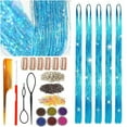 thumbnail image 1 of Hair Tinsel Green,Fairy Hair Kit,Sparkling Shiny Highlights Glitter Tinsel Hair Extensions for Women Girls Children(48 Inch Pack of 5Pcs, Grass Green), 1 of 9