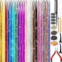 Hair Tinsel Kit (48 inch, 20 Colors), Hair Extensions with Tools, Heat Resistant Hair Wire for Women Girls