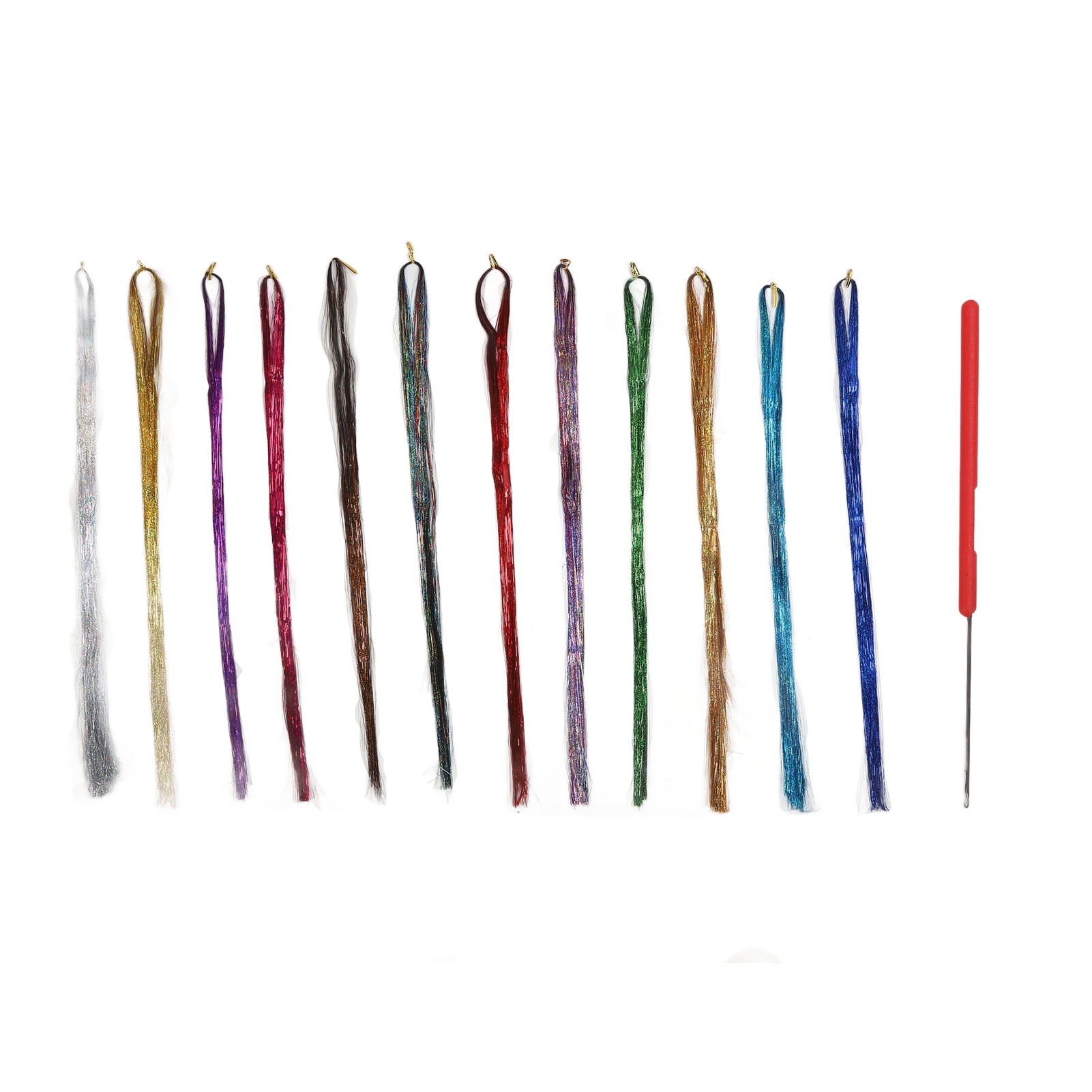 Hair Tinsel Kit Girls Extensions with Tool 12 Colors Sparkling Shiny