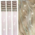 thumbnail image 1 of Hair Tinsel Kit Pack of 12 Pcs Hair Tinsel Clip in 19.6Inch Glitter Tinsel Hair Extensions Heat Resistant Clip in Hair Tinsel Sparkle Fairy Hair Accessories for Kids Girls Women (Pink), 1 of 9