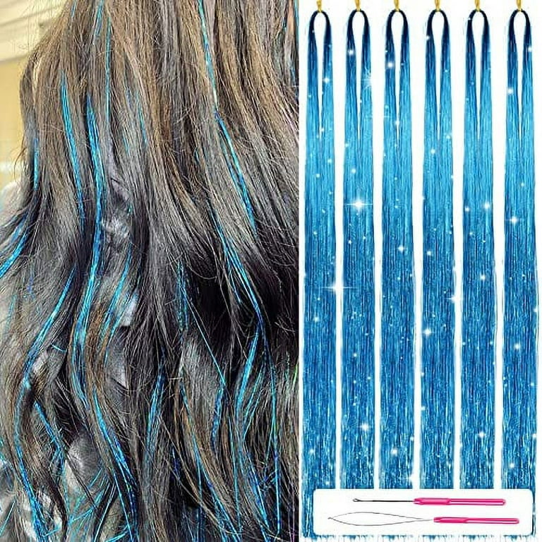 Herbiar Hair Tinsel Kit 12 Colors 47inch 2400 Strands Silver Extensions  Women Girls Heat Resistant 