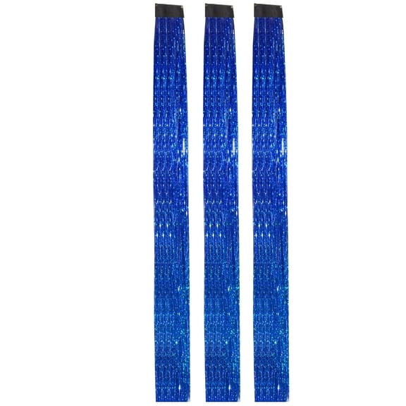 Hair Tinsel Pack of 3 Pcs Clip in Hair Tinsel 17.7 Inch Golden Glitter Tinsel Hair Extensions, Festival Tinsel Fairy Hair Extension Party Dazzle Hair Accessories Strands Kit