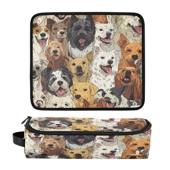 Hair Tool Organizer Bag with Heat Resistant Mat Removable Travel Storage Case for Hot Air Brushes Curling Irons A Large Group Of Dogs