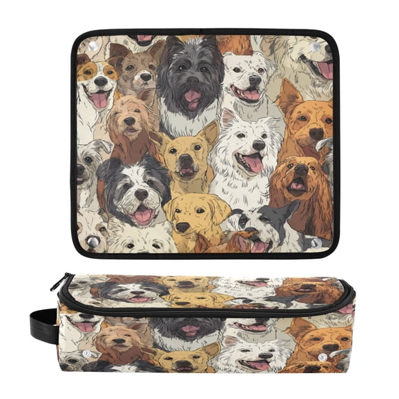 Hair Tool Organizer Bag with Heat Resistant Mat Removable Travel Storage Case for Hot Air Brushes Curling Irons A Large Group Of Dogs