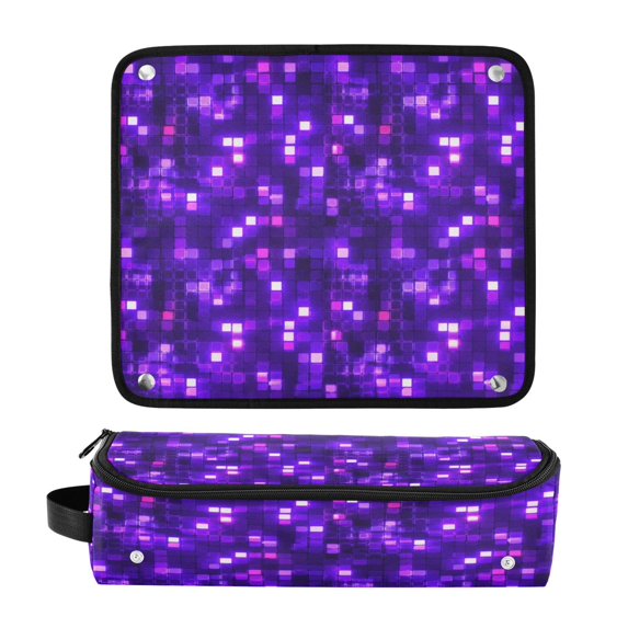 Hair Tool Organizer Bag with Heat Resistant Mat Removable Travel Storage Case for Hot Air Brushes Curling Irons Abstract Purple Square Image