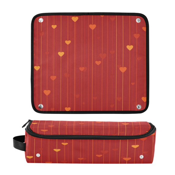 Hair Tool Organizer Bag with Heat Resistant Mat Removable Travel Storage Case for Hot Air Brushes Curling Irons Arranged Orange Hearts