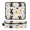 thumbnail image 1 of Hair Tool Organizer Bag with Heat Resistant Mat Removable Travel Storage Case for Hot Air Brushes Curling Irons Black Cat Seamless Pattern, 1 of 8