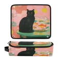 thumbnail image 1 of Hair Tool Organizer Bag with Heat Resistant Mat Removable Travel Storage Case for Hot Air Brushes Curling Irons Black Cat and Goldfish Bowl, 1 of 8