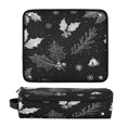 thumbnail image 1 of Hair Tool Organizer Bag with Heat Resistant Mat Removable Travel Storage Case for Hot Air Brushes Curling Irons Black Holly Leaves, 1 of 8