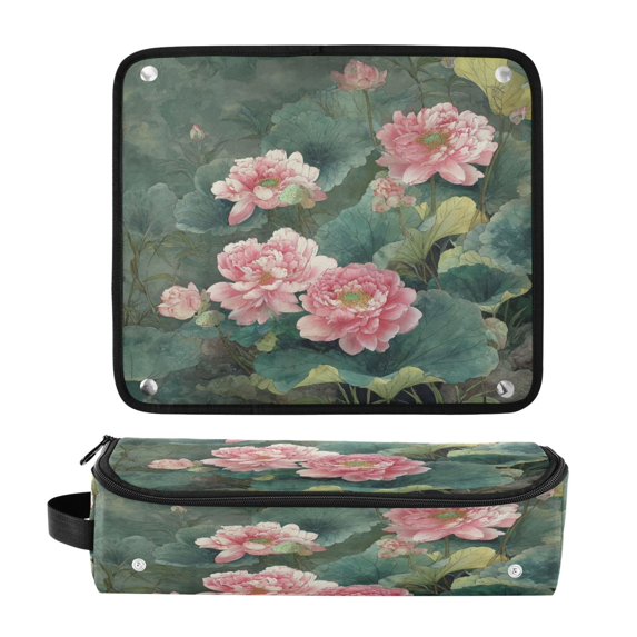 Hair Tool Organizer Bag with Heat Resistant Mat Removable Travel Storage Case for Hot Air Brushes Curling Irons Blossoming Lotus