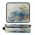 thumbnail image 1 of Hair Tool Organizer Bag with Heat Resistant Mat Removable Travel Storage Case for Hot Air Brushes Curling Irons Blue Crab and Shells, 1 of 8