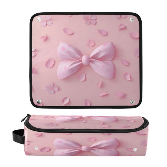 Hair Tool Organizer Bag with Heat Resistant Mat Removable Travel Storage Case for Hot Air Brushes Curling Irons Butterfly Knot Decoration