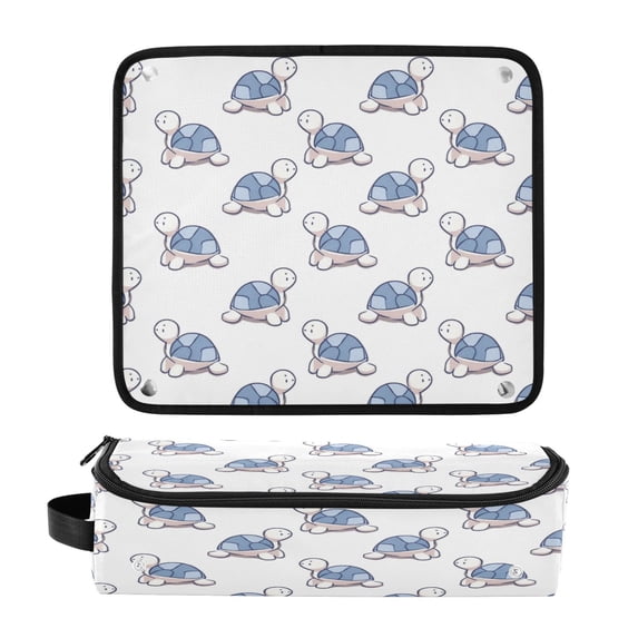 Hair Tool Organizer Bag with Heat Resistant Mat Removable Travel Storage Case for Hot Air Brushes Curling Irons Cartoon Turtle Pattern