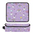 thumbnail image 1 of Hair Tool Organizer Bag with Heat Resistant Mat Removable Travel Storage Case for Hot Air Brushes Curling Irons Cat Face and Rainbows Pattern, 1 of 8
