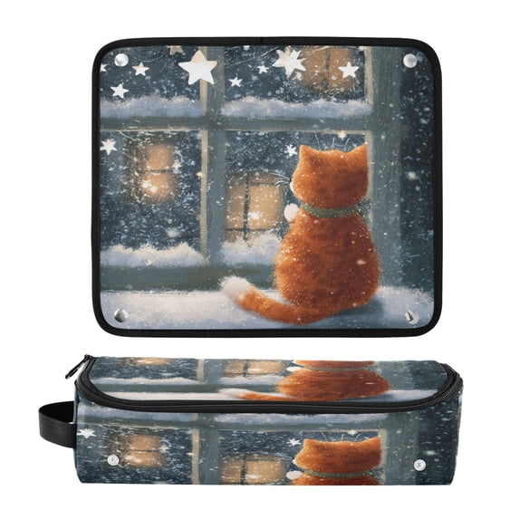 Hair Tool Organizer Bag with Heat Resistant Mat Removable Travel Storage Case for Hot Air Brushes Curling Irons Cat by The Window