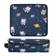 thumbnail image 1 of Hair Tool Organizer Bag with Heat Resistant Mat Removable Travel Storage Case for Hot Air Brushes Curling Irons Cats in Space Suits, 1 of 8