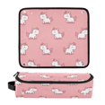 thumbnail image 1 of Hair Tool Organizer Bag with Heat Resistant Mat Removable Travel Storage Case for Hot Air Brushes Curling Irons Cute Unicorns with Pink Background, 1 of 8