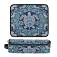 thumbnail image 1 of Hair Tool Organizer Bag with Heat Resistant Mat Removable Travel Storage Case for Hot Air Brushes Curling Irons Dark Teal Turtle Pattern, 1 of 8
