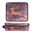 thumbnail image 1 of Hair Tool Organizer Bag with Heat Resistant Mat Removable Travel Storage Case for Hot Air Brushes Curling Irons Deer with Long Antlers, 1 of 8