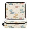 thumbnail image 1 of Hair Tool Organizer Bag with Heat Resistant Mat Removable Travel Storage Case for Hot Air Brushes Curling Irons Dinosaurs Wearing Spacesuits, 1 of 8