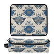 thumbnail image 1 of Hair Tool Organizer Bag with Heat Resistant Mat Removable Travel Storage Case for Hot Air Brushes Curling Irons Elegant Blue Flowers Pattern, 1 of 8