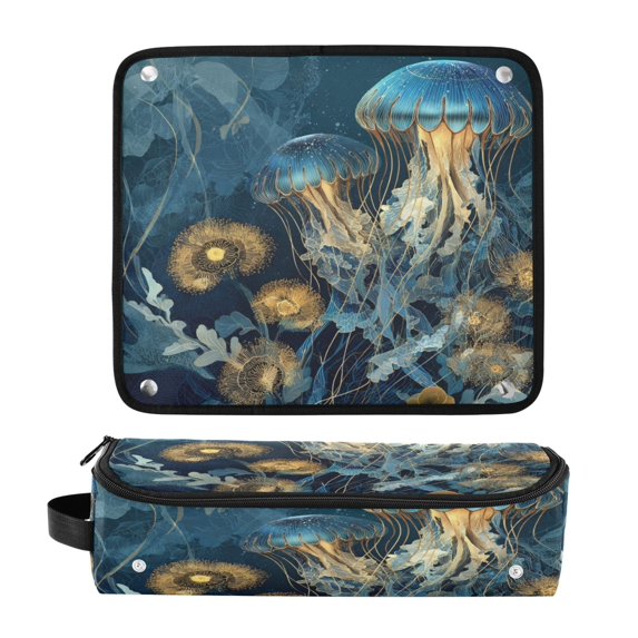 Hair Tool Organizer Bag with Heat Resistant Mat Removable Travel Storage Case for Hot Air Brushes Curling Irons Enchanted Ocean Scene