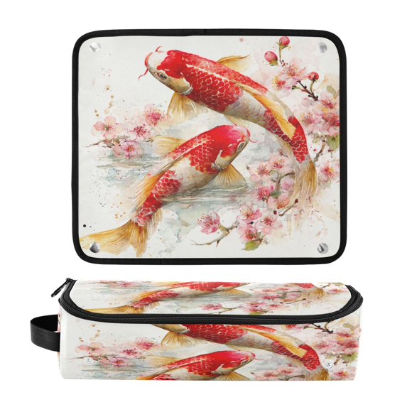Hair Tool Organizer Bag with Heat Resistant Mat Removable Travel Storage Case for Hot Air Brushes Curling Irons Golden Carp