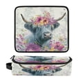 thumbnail image 1 of Hair Tool Organizer Bag with Heat Resistant Mat Removable Travel Storage Case for Hot Air Brushes Curling Irons Highland Cow with Wildflowers, 1 of 8