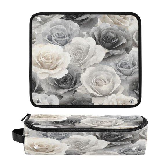 Hair Tool Organizer Bag with Heat Resistant Mat Removable Travel Storage Case for Hot Air Brushes Curling Irons Ink Wash Style Roses