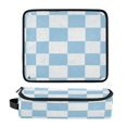 thumbnail image 1 of Hair Tool Organizer Bag with Heat Resistant Mat Removable Travel Storage Case for Hot Air Brushes Curling Irons Light Blue and White Checkered, 1 of 8