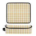 thumbnail image 1 of Hair Tool Organizer Bag with Heat Resistant Mat Removable Travel Storage Case for Hot Air Brushes Curling Irons Light Yellow and White Gingham, 1 of 8