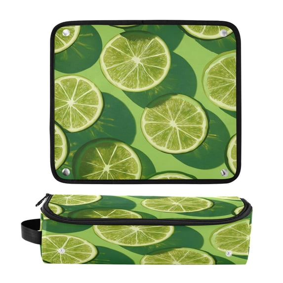 Hair Tool Organizer Bag with Heat Resistant Mat Removable Travel Storage Case for Hot Air Brushes Curling Irons Lime Slice Image