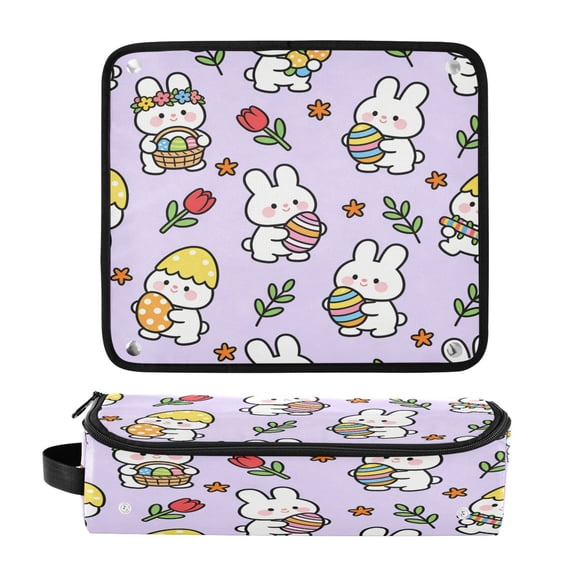 Hair Tool Organizer Bag with Heat Resistant Mat Removable Travel Storage Case for Hot Air Brushes Curling Irons Lively Little White Rabbit