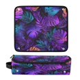 thumbnail image 1 of Hair Tool Organizer Bag with Heat Resistant Mat Removable Travel Storage Case for Hot Air Brushes Curling Irons Neon Palm Leaves Pattern, 1 of 8