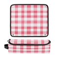 thumbnail image 1 of Hair Tool Organizer Bag with Heat Resistant Mat Removable Travel Storage Case for Hot Air Brushes Curling Irons Pink Checkered Pattern, 1 of 8