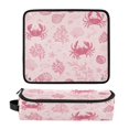 thumbnail image 1 of Hair Tool Organizer Bag with Heat Resistant Mat Removable Travel Storage Case for Hot Air Brushes Curling Irons Pink Line Art Sea Life Pattern, 1 of 8