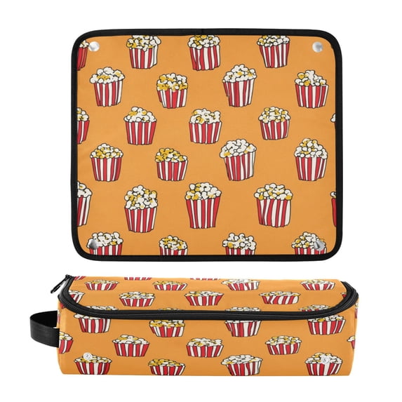 Hair Tool Organizer Bag with Heat Resistant Mat Removable Travel Storage Case for Hot Air Brushes Curling Irons Popcorn Pattern