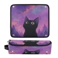 thumbnail image 1 of Hair Tool Organizer Bag with Heat Resistant Mat Removable Travel Storage Case for Hot Air Brushes Curling Irons Purple Sky and Black Cat, 1 of 8
