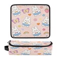 thumbnail image 1 of Hair Tool Organizer Bag with Heat Resistant Mat Removable Travel Storage Case for Hot Air Brushes Curling Irons Rabbit Wearing Blue Dress, 1 of 8