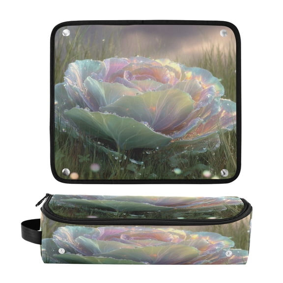 Hair Tool Organizer Bag with Heat Resistant Mat Removable Travel Storage Case for Hot Air Brushes Curling Irons Rainbow Cabbage
