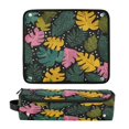 thumbnail image 1 of Hair Tool Organizer Bag with Heat Resistant Mat Removable Travel Storage Case for Hot Air Brushes Curling Irons Retro Tropical Leaves, 1 of 8