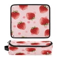 thumbnail image 1 of Hair Tool Organizer Bag with Heat Resistant Mat Removable Travel Storage Case for Hot Air Brushes Curling Irons Strawberry and Pink Polka, 1 of 8
