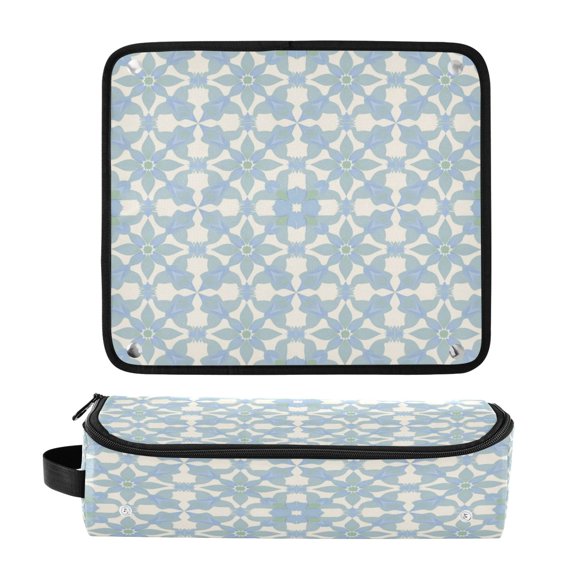 Hair Tool Organizer Bag with Heat Resistant Mat Removable Travel Storage Case for Hot Air Brushes Curling Irons Symmetrical Floral Pattern