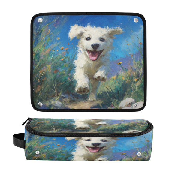 Hair Tool Organizer Bag with Heat Resistant Mat Removable Travel Storage Case for Hot Air Brushes Curling Irons The Dog Is Running