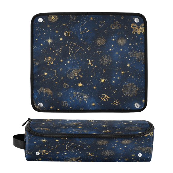 Hair Tool Organizer Bag with Heat Resistant Mat Removable Travel Storage Case for Hot Air Brushes Curling Irons Twinkling Stars and Constellations