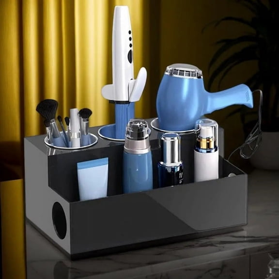 Hair Tool Organizer, BlackAcrylic Hair Dryer Holder, Counter Organizer for Bathroom, Vanity and Desk