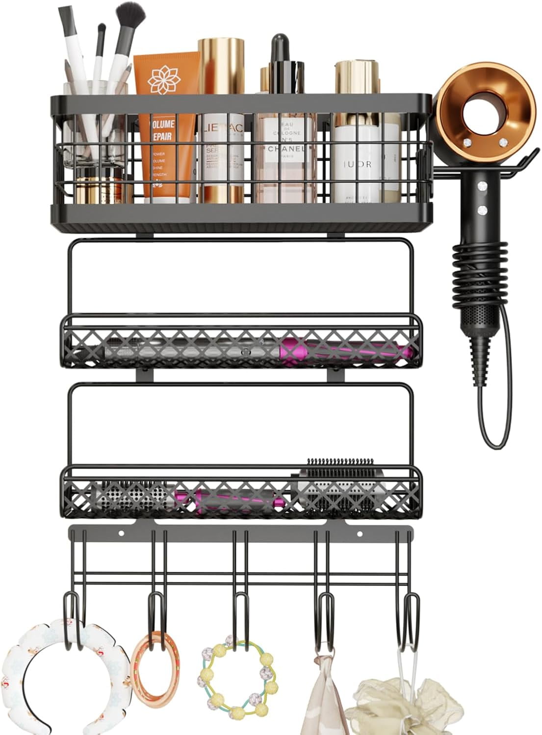 Amazon Hair Tools Holder Hair Tool Organizer Bamboo Blow Dryer